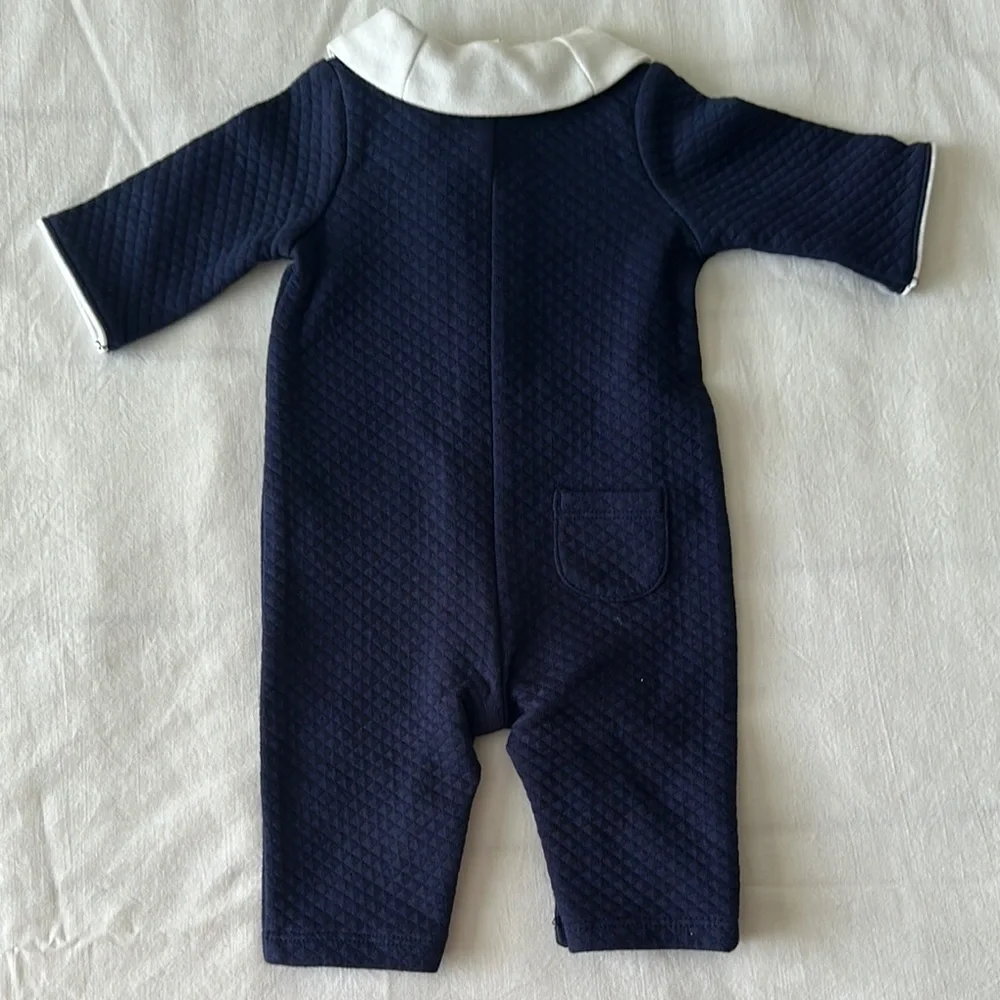 NWT Janie and Jack Navy Blue Quilted One-Piece Newborn - Picture 5 of 5